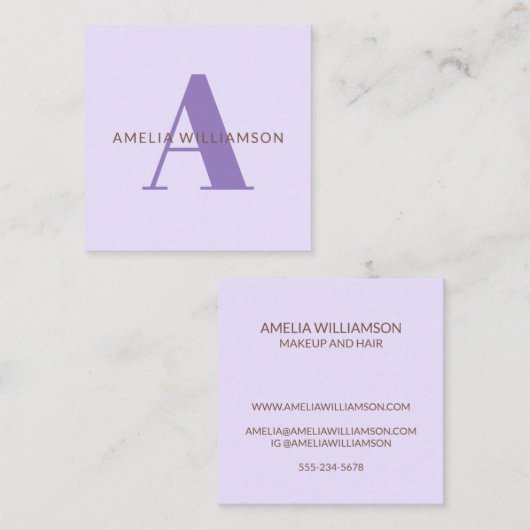 Modern gepersonaliseerd Monogram Square Visitekaar Vierkante Visitekaartje (Voorkant / Achterkant)