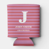 Modern gepersonaliseerd monogram witte strepen pat blikjeskoeler (Achterkant)