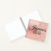 Modern gepersonaliseerd Roos Gold Sparkle Gastenbo Notitieboek (Binnen)