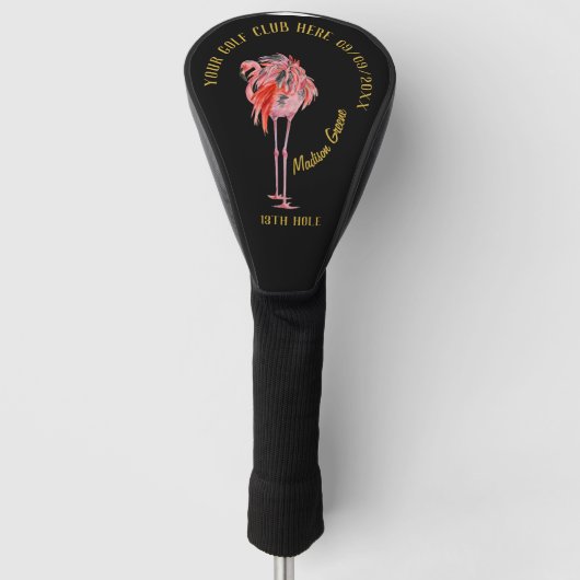 Modern gepersonaliseerd roze flamingo golfhoofd Ho Golfheadcover (Voorkant)