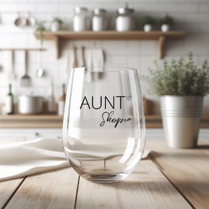Modern gepersonaliseerd tante cadeau wijnglas zonder voet