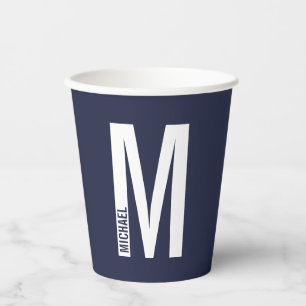Modern gepersonaliseerd vet monogram en naampapier papieren bekers