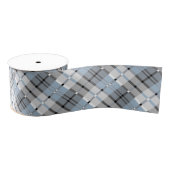 Modern geplakt patroon licht blauw en grijs grosgrain lint (Spoel)