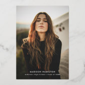 Modern Geraffineerd Roos Folie Afstuderen Dank u k Folie Uitnodiging (Voorkant)