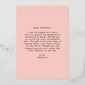 Modern Geraffineerd Roos Folie Afstuderen Dank u k Folie Uitnodiging (Achterkant)