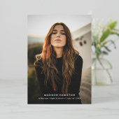 Modern Geraffineerd Roos Folie Afstuderen Dank u k Folie Uitnodiging (Staand Voorkant)