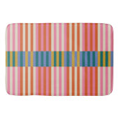 Modern geruite gestreepte Sinaasappel, roze, blauw Badmat (Voorkant)