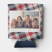 Modern geruite patroon Kerstmis aangepaste familie Blikjeskoeler (Voorkant)