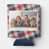 Modern geruite patroon Kerstmis aangepaste familie Blikjeskoeler (Achterkant)