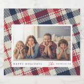 Modern geruite patroon Kerstmis aangepaste familie Likeurfles Etiket (Enkel label)