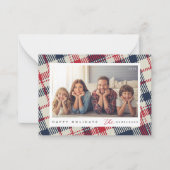 Modern geruite patroon Kerstmis aangepaste familie Notitiekaartje (Voorkant)