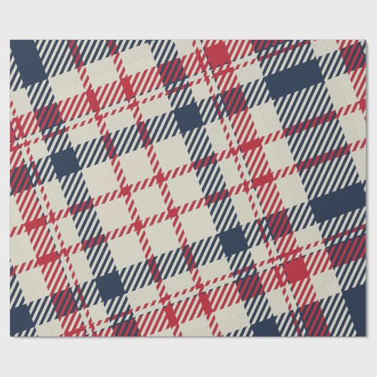 Modern geruite patroon Kerstmis Custom Cadeaupapier (Vlak)