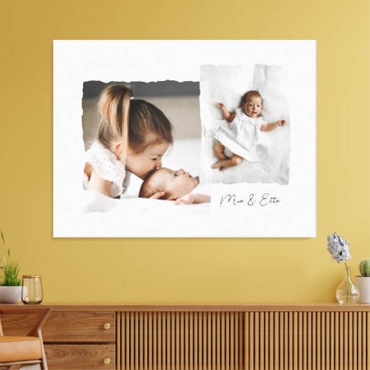 Modern gescheurd rand multi foto gepersonaliseerd  canvas afdruk (Insitu (Woonkamer))