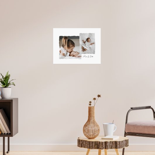 Modern gescheurd rand multi foto gepersonaliseerd poster (Woonkamer 3)