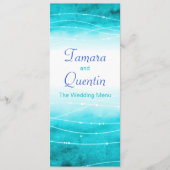Modern geschilderd abstract zee blauw bruiloft men menu (Voorkant)