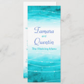 Modern geschilderd abstract zee blauw bruiloft men menu (Voorkant / Achterkant)