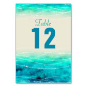 Modern geschilderd sprankelend zee Trouwtafel numm Kaart (Achterkant)