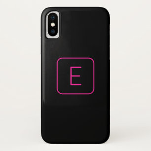 Modern gestileerd Initiaal monogram   Roze en zwar iPhone X Hoesje