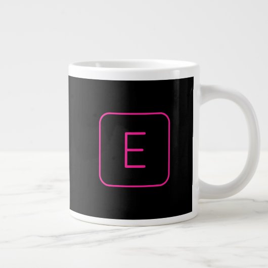 Modern gestileerd Initiaal monogram | Roze en zwar Extra Grote Beker (Rechts)