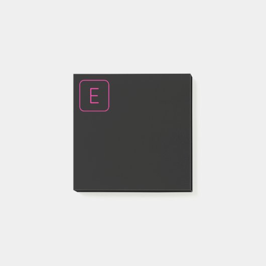 Modern gestileerd Initiaal monogram | Roze en zwar Post-it® Notes (Voorkant)