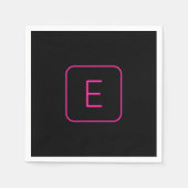 Modern gestileerd Initiaal monogram | Roze en zwar Servet (Voorkant)