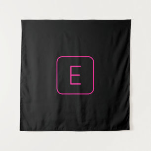 Modern gestileerd Initiaal monogram   Roze en zwar Wandkleed