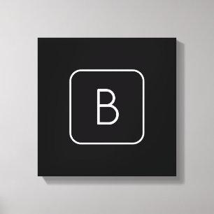 Modern gestileerde Initiaal Monogram Wit & Zwart Canvas Afdruk