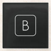 Modern gestileerde Initiaal Monogram | Wit & Zwart Glazen Onderzetter (Voorkant)