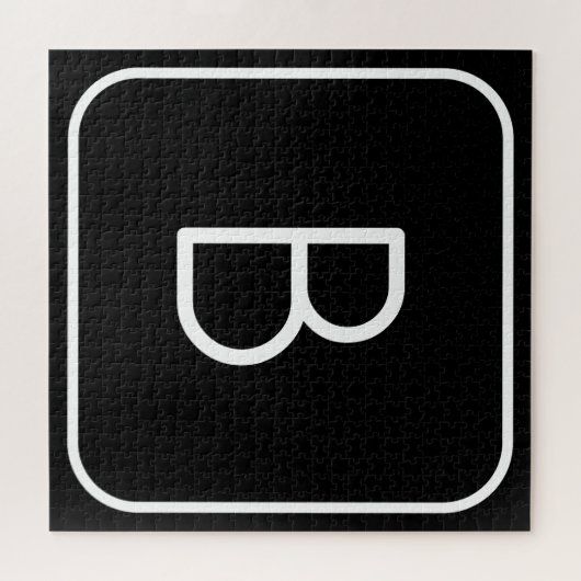 Modern gestileerde Initiaal Monogram | Wit & Zwart Legpuzzel (Horizontaal)