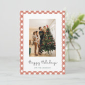 Modern Gestreept Lijst Kerst Familie Fotokaarten Feestdagenkaart (Staand voorkant)