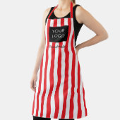 Modern Gestreepte Custom Business Logo Rood Wit Schort (Insitu)