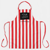 Modern Gestreepte Custom Business Logo Rood Wit Schort (Voorkant)