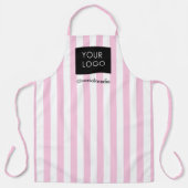 Modern Gestreepte Custom Business Logo Roze Wit Schort (Voorkant)