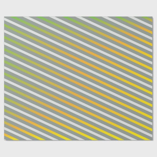 Modern gestreepte Patroon grijs groen sinaasappel  Cadeaupapier (Vlak)