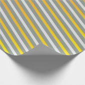 Modern gestreepte Patroon grijs groen sinaasappel  Cadeaupapier (Hoek)