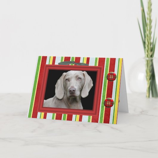 Modern gestript kerst foto Wenskaart Feestdagen Kaart (Voorkant)