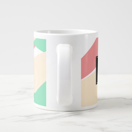 Modern gestript monogram geometrisch patroon extra grote beker (Achterkant)