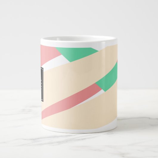 Modern gestript monogram geometrisch patroon extra grote beker (Voorkant)