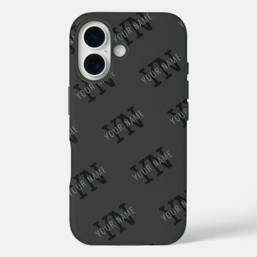 Modern Getiteld Donkergrijs Monogrammed Naam/ander Case-Mate iPhone Case (Achterkant)