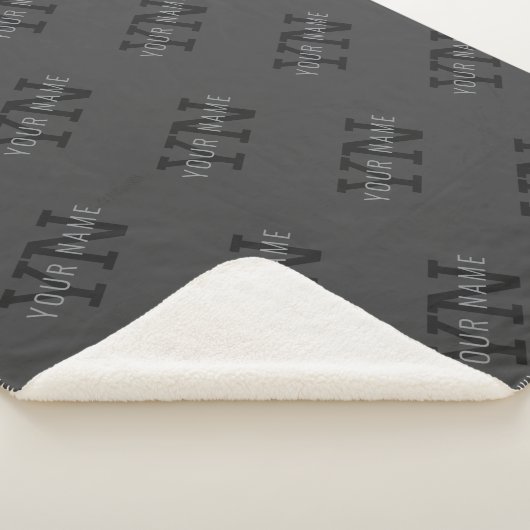 Modern Getiteld Donkergrijs Monogrammed Naam/ander Sherpa Deken (3/4)