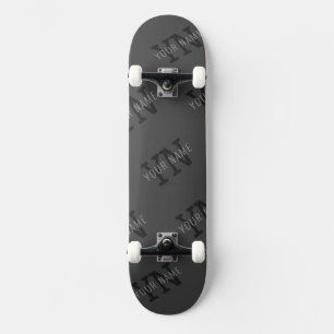 Modern Getiteld Donkergrijs Monogrammed Naam/ander Skateboard