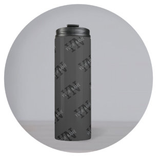 Modern Getiteld Donkergrijs Monogrammed Naam/ander Thermosbeker