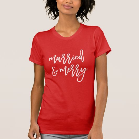 Modern getrouwd en vrolijk script Pas getrouwd ker T-shirt (Voorkant)