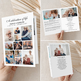 Modern Gevouwen 14-foto Memorial/begrafenisprogram Programma