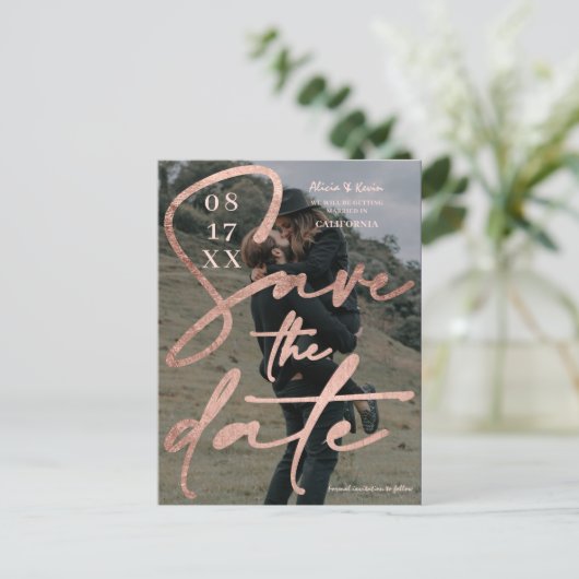 Modern gewaagd roos gouden script, behalve de datu briefkaart (Staand voorkant)