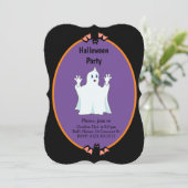 Modern Ghost & Bats Halloween Invitation Kaart (Staand voorkant)