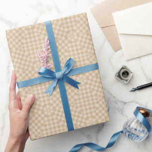 Modern Gingham - Beige wikkelpapierrol Cadeaupapier