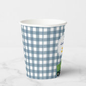 Modern Gingham Blue Construction 3rd Birthday  Papieren Bekers (Rechts)