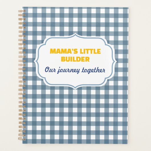 Modern Gingham Blue Mama's Little Builder Personal (Devant)