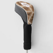Modern giraffe patroon met monogram en naam golfheadcover (Schuin)